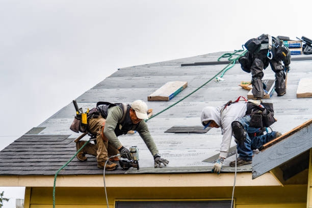 Professional Gutter Installation technician working in Skidmore, TX